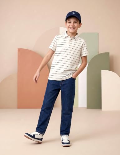 Image of Amazon Brand - Symbol Boys Soft Cotton Rich Jersey Striped Polo Shirt