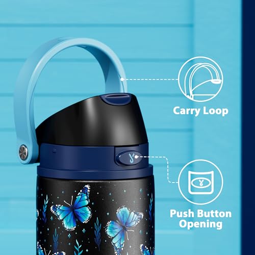 Image of 24 oz Insulated Water Bottle for Women: Meoky Glow in the Dark Water Bottle with 2-in-1 Straw and Spout Lid - Leak Proof, Cold for 24 Hours, Fits in Car Cup Holder, BPA-Free for Sports Travel, Moonlit