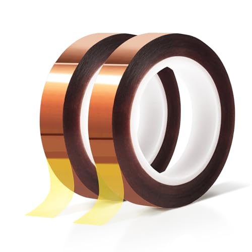 MEBMIK 2 Rolls 10mm x16m(52FT) Heat Tape High Temperature Heat Resistant Tape Heat Transfer Tape for Heat Sublimation Press Vinyl,No Residue