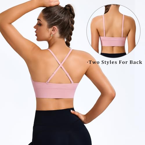 Image of BLUELILY Adjustable Deep V Neck Bras 3 /5 Pack Sports Bras for Women Padded Seamless Spaghetti Strap Criss Cross Yoga Bras