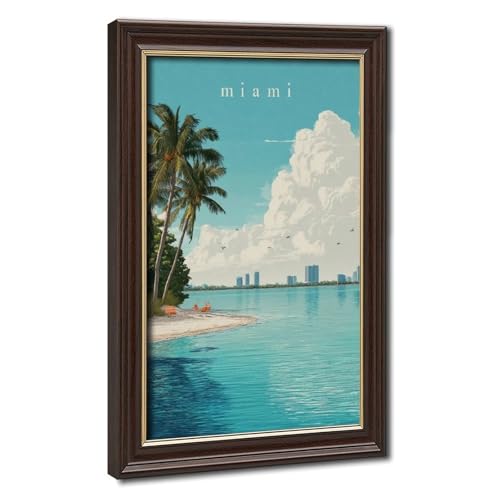 Toile Miami Floride tableau horizon rétro salon 51x76 cm