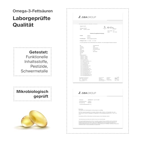 OMEGA 3 – täglich 1000mg Omega-3 Fettsäuren (mit 500 mg EPA & 250 mg DHA) | 60 Kapseln aus Fischgelatine | Nachhaltiges Fischöl, niedriger TOTOX