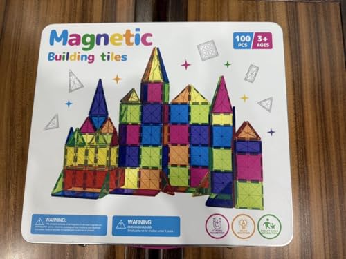 iburge Tiles magnéticos, 100 piezas de bloques de construcción magnéticos, juego de bloques de construcción 3D transparentes, colores caramelos, azulejos magnéticos, juguetes de construcción para