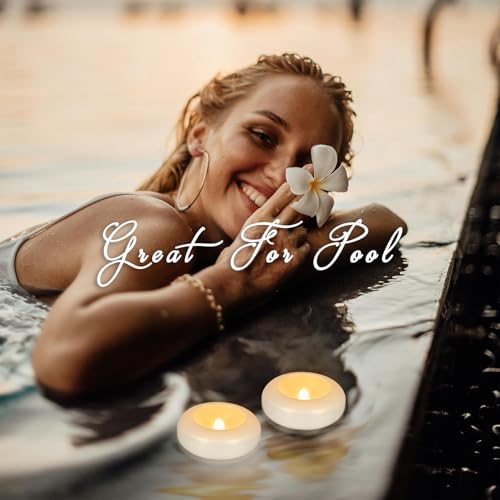 Image of 24-Pack 3 inch Water-Activated Floating Candles, Flameless LED Tea Lights with 120-Hour Battery Life, Waterproof & Unsinkable - Warm White Pool Decor for Wedding, Spa, Party