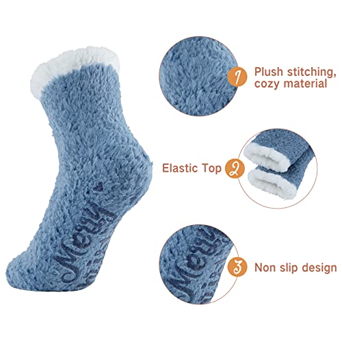 Century Star Fuzzy Socks for Women Cozy Slipper Fluffy Christmas Gift Casual Home Winter Warm Sleeping Crew Sock2