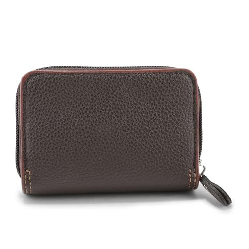 Image of 9 Slot RFID Genuine Leather Credit Debit Card Holder Wallet Money Zipper Coin Purse for Men & Women (Brown)