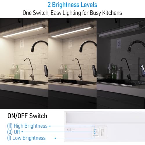 Image of TORCHSTAR 4-Pack 22 Inch 5CCT LED Under Cabinet Lighting Aluminum, White | Linkable, ETL T24, Hardwired & Plug-in, 14W 1050LM, CRI90, 120V Dimmable, For Kitchen Counter, 2700K /3000K /3500K /4000K /5000K