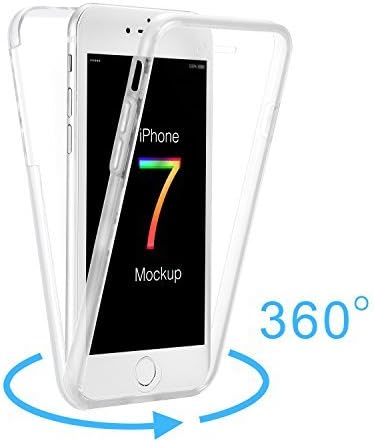 Uniachieve for iPhone 7 Plus Case, [Lit] Series 2nd Generation 360 Degree Soft TPU Front and Back 2 Full Silicone Protective Clear Ultra Slim Cell Phone Case Cover Transparent (White)