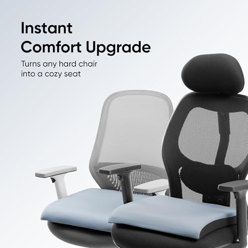 Image of Frido Cloud Seat Cushion with High-Density Memory Foam | Tailbone & Thighs Support Pillow | Washable Stretch Cover | Anti-Slip Base | Portable Handle | Ideal for Office, Car & Home Chairs, Pebble Grey