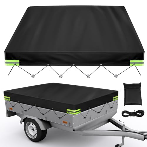 Anhänger Plane 214 x 122 x 13cm (84.25x48.03x5.12 inch) 750 kg Anhängerplane 420D Heavy Duty Wasserfest Winddichte for pkw Car Trailer with Grommets & Rope