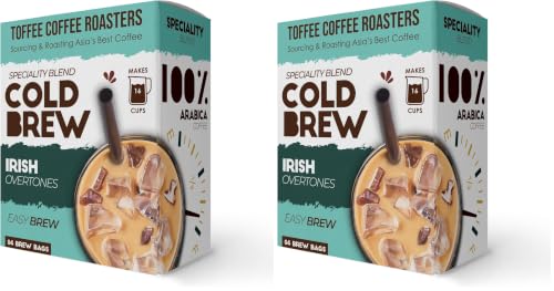 Image of Toffee Coffee Roasters Irish Cold Brew Bags, Easy Brew Coffee, 100% Arabica, Pack of 6, Makes 12 Cups,200 G