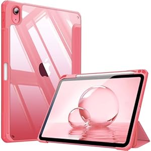 FINTIE Hybrid Case for iPad (A16) 11th Generation 11 Inch (2025), iPad 10th Generation 10.9 Inch (2022) - [Ultra Slim] Shockproof Clear Cover w/Built-in Pencil Holder, Auto Wake/Sleep, Pink