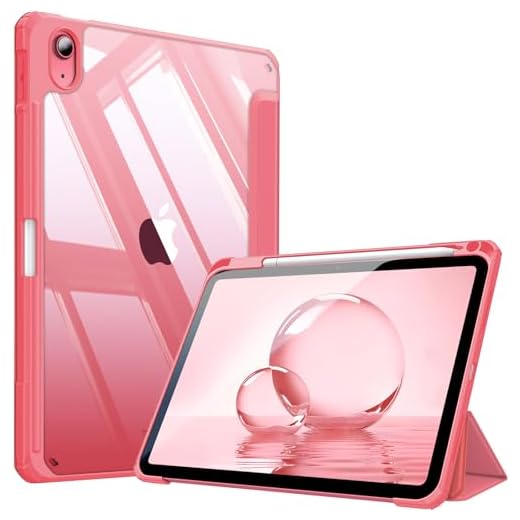 Fintie Capa fina híbrida para iPad 10ª geração Tablet de 10,9 polegadas (modelo 2022) - [suporte de lápis embutido] Capa à prova de choque com capa traseira transparente transparente, despertar/hibernar automático, rosa