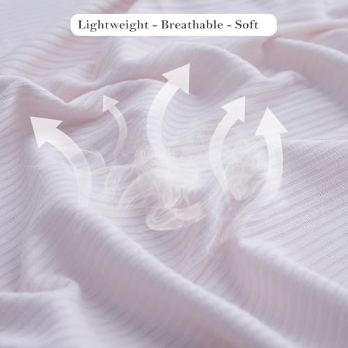 Image of Viviland Jersey Swaddle Blanket, Ultra Soft Stretchy Receiving Blanket, Baby Girl Newborn Rainbow Swaddle Wrap, 40 x 30 inches, 2 Pcs, Pink Leaf