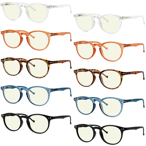 Image of LUR 10 Pack Blue Light Blocking Reading Glasses Spring Hinges Computer Readers