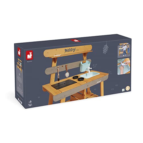 Foto von JANOD - Muddy Lab - Kinderküche für draußen aus FSC-Holz - 10 Utensilien - Rollenspielzeug - Outdoor-Kinderspiel - Ab 3 Jahre, J06632