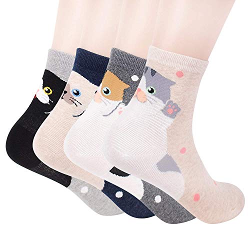 Womens Casual Socks - Cute Crazy Lovely Animal Cats Dogs Owls Art Pattern Good for Gift (4 Cats Back MK)