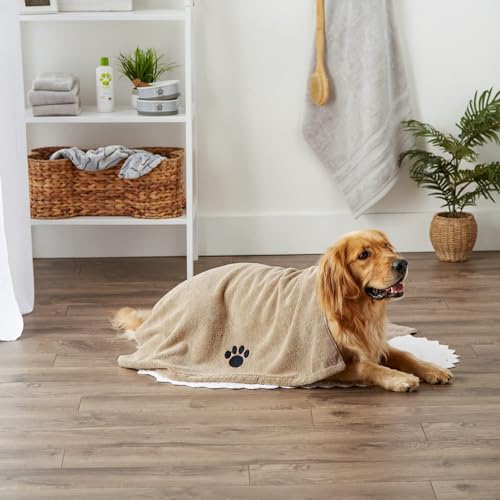 Image of Bone Dry Pet Grooming Towel Collection Absorbent Microfiber X-Large, 41x23.5, Embroidered Taupe (Pack of 12)