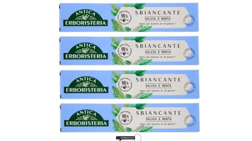 4 dentifricio Antica Erboristeria - Dentifricio Sbiancante - Dentifricio sbiancante con salvia e menta - 75 ml + keyring italy shop service