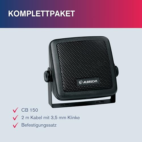 Albrecht CB-150 Funklautsprecher, 71150, 2m Kabel mit 3,5mm Stecke, Schwarz (Schwarz)