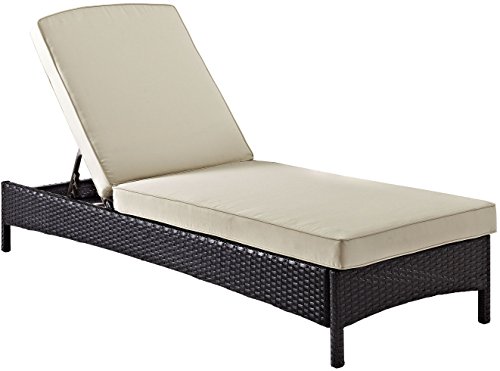 Crosley Furniture Palm Harbor Outdoor Wicker Chaise Lounge With Sand Cushions - Brown #TOP21