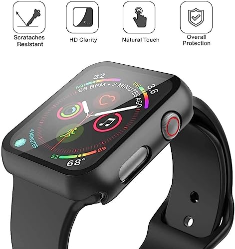 Image of Misxi Screen Protector Case for 40mm Apple Watch SE3 /SE2 /SE /Series 6 /5 /4 | 2-Pack Cover with Tempered Glass for SE3 /SE2 /SE /Series6 /5 /4, Scratch Resistant Sensitive Touch, 1 Black + 1 Transparent
