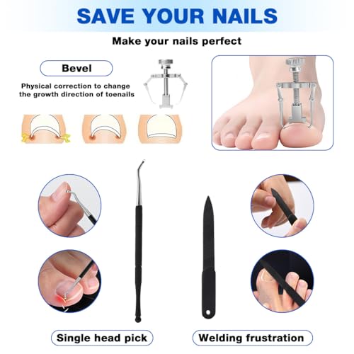 Image of MAYCREATE Fingernail Toenail Clippers for Thick & Ingrown Nails, Professional Large Toe Nail Clippers Set with Pedicure Tool, Toenails Nail File Tools Kit for Seniors, Manicure Set for Men Women