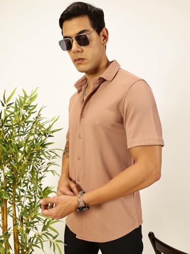 Image of Thomas Scott Men's | Solid | Half Sleeve | Slim Fit | Cotton Blend | Spread Collar | Casual Shirt