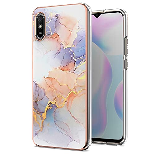 Galaxie Marbre Blanc Belle Coque pour Redmi 9A Robuste Femmes Étui Mince Lisse Hard Léger-Luxe Phnom Penh Antichoc TPU Dur Pare-Chocs latéral Clair élégant Fille Housse Protection Cover