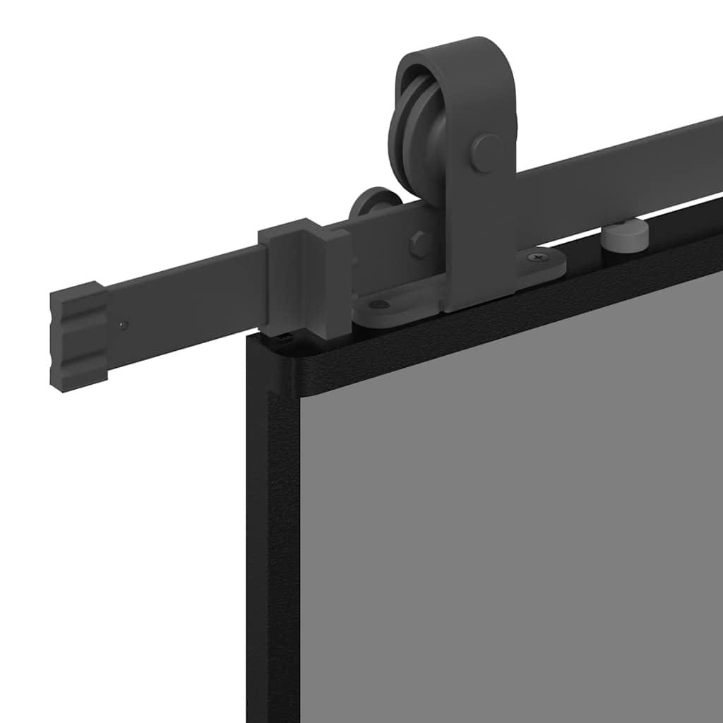 vidaXL Puerta corredera con herrajes Negro 90x205 cm Vidrio Templado