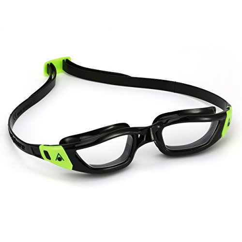 Aqua Sphere Kameleon Swim Goggles with Clear Lens (Black/Lime). UV Protection Anti-Fog Swimming Goggles for Adults