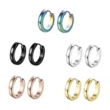 AKOOSY 5 piezas Pendientes de Acero Inoxidable Diseño Arco Joyería de Oreja Plateados Negros Dorados y Rosa Decorativos para Fiestas