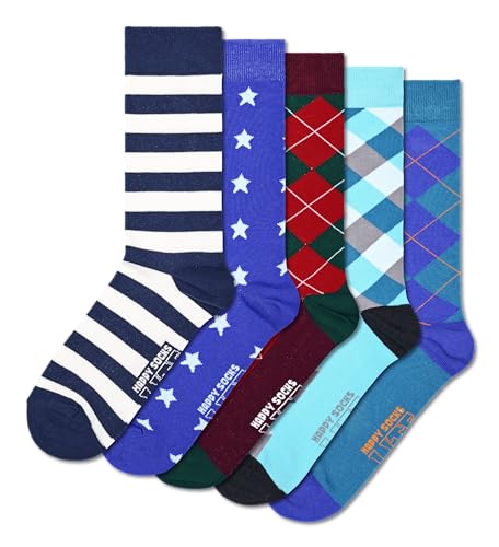 Happy Socks Basics Collection-Colors, Stripes, Food & Sports- for Men and Women, made with Sustainable Cotton (US, Alpha, Small, Medium, Regular, Regular, 5-Pack LITE Graphics Socks)