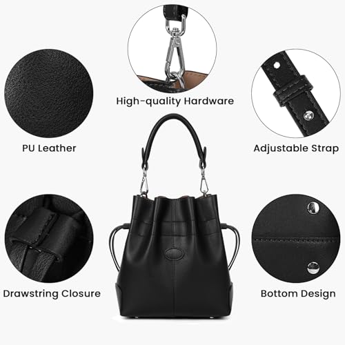 Jqwsve BUCKET BAG For Women Trendy Crossbody Shoulder Purses And Handbags Leather Tote Bag Hobo Purse Drawstring Bucket Bag thumb #3