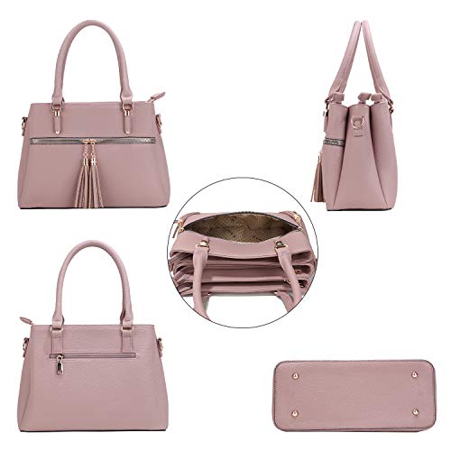 Kkxiu Triple Compartment Purses And Handbags For Women Top Handle Satchel Shoulder Ladies Bags With Tassel (D-Pink) #TOP4
