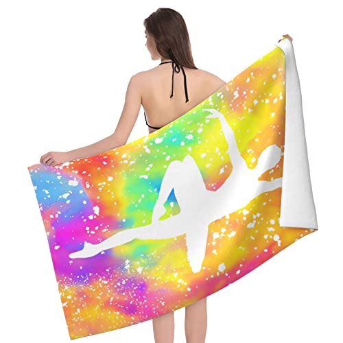 Tie Dye Ballet Gymnastics Girl Beach Towel Microfiber Sand Free Beach Towels Oversized Quick Dry Bath Towels Pool Swim Towels Travel Beach Blanket For Kids Adults Beach Vacation Essentials 32X 52 In #TOP2