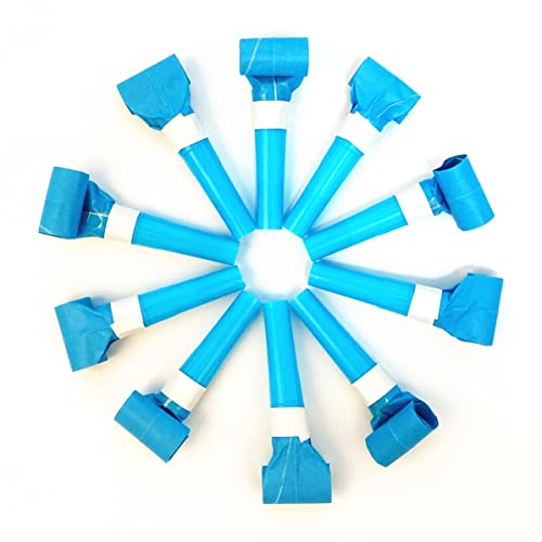 Muiltvoe Party Blowers,10pcs Whistles Blowouts Blue Party Noise Generators Noisemakers Noise Toy Party Horns Noisemakers Party Gift Bag Blower Toys for Kids Bag Filler Noise Toy for Kids or Adults