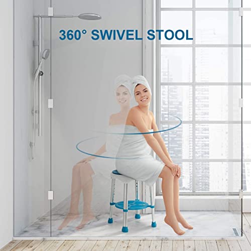 Health Line Massage Products Shower Chair For Inside Shower, 350Lbs Tool-Free Assembly Swivel Shower Stools For Seniors, Adjustable Bathtub Chair #TOP1