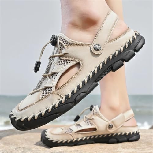 Men’S Classic Soft Leather Beach Sandals Outdoor Casual Slippers Fashion Lightweight Shoes With Slip-On Gladiator Design3