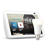Echo Show 8 (2ª generazione, modello 2021), Bianco + Lampadine intelligenti Philips Hue White, compatibile con Alexa - Kit di base per Casa Intelligente