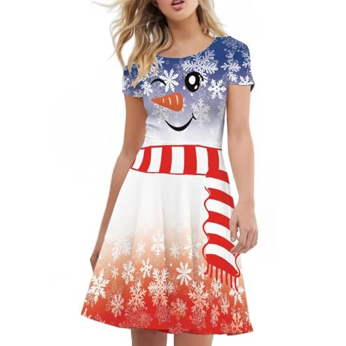 Image of POLERO Sunflower Dress for Women Floral Summer Dresses Short Sleeve Casual Sundresses Midi Dresses