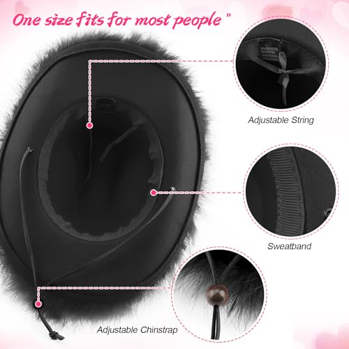 Image of DRESHOW Cowboy Hat for Women and Men Wide Brim Western Cowboy Cowgirl Hat with Belt Buckle Unisex Rolled up Caps