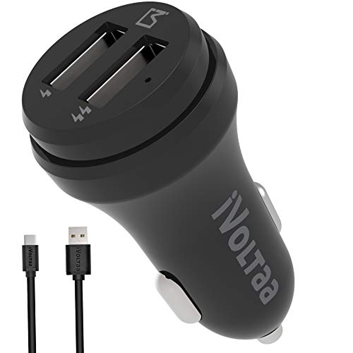 Image of iVoltaa 3.1A Dual Port Rapid Turbo Car Charger with Type-C Cable Quick Charge (Black)
