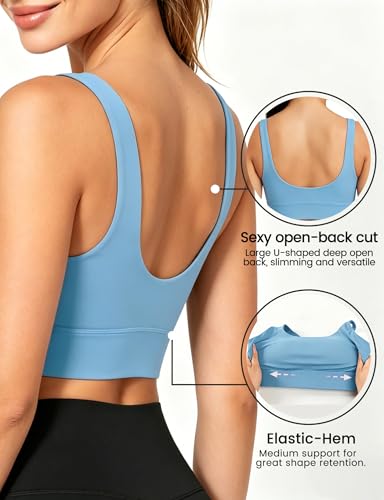 Image of Sports Bras for Women, Light Support Push Up Sport Bra Workout Built in Bra Scoop Neck U Back Yoga Sports Bra
