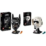 LEGO DC Batman Helm Bauset für Erwachsene, Modellbausatz, Fanartikel, Geschenkidee für Sammler & Star Wars Scout Trooper Helm Bauset für Erwachsene, Deko, Geschenkidee, Modell zum Bauen und Ausstellen - LEGO