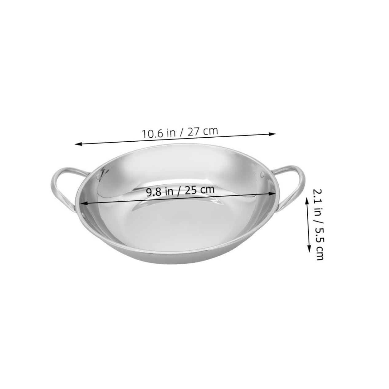 KICHOUSE Small Cooking Pot Dry Pot for Home Kitchen 28cm Stainless Steel Easy to Clean Versatile for Camping and Noodle Cooking