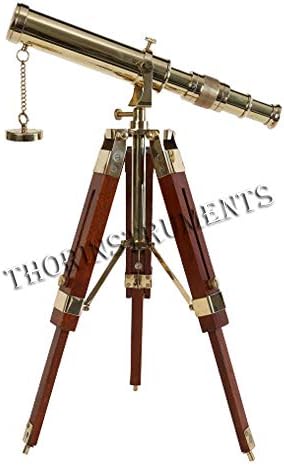Telescopio Náutico de Latón Vintage con Trípode de Mesa miniatura 2