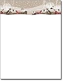 Snowy Winter Village Holiday Letterhead - 80 Sheets