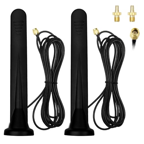 Antena WiFi 5G 4G, 2pcs Amplificador de señal omnidireccional 15DBI impermeable con base magnética TS 9 SMA para router móvil LTE, módem, cámara de pista, antena 3G/4G/5G/GSM/GPRS, cable 3M