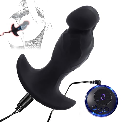 Electro Shock Trainer Anal Plug Kit Lifelike Penis Head Silicone Butt Plug Multi-Frequency Electric Stimulation Anal Plug Dilator E-stim Prostate Massager G-Spot Stimulator SM Adult Sex Toy